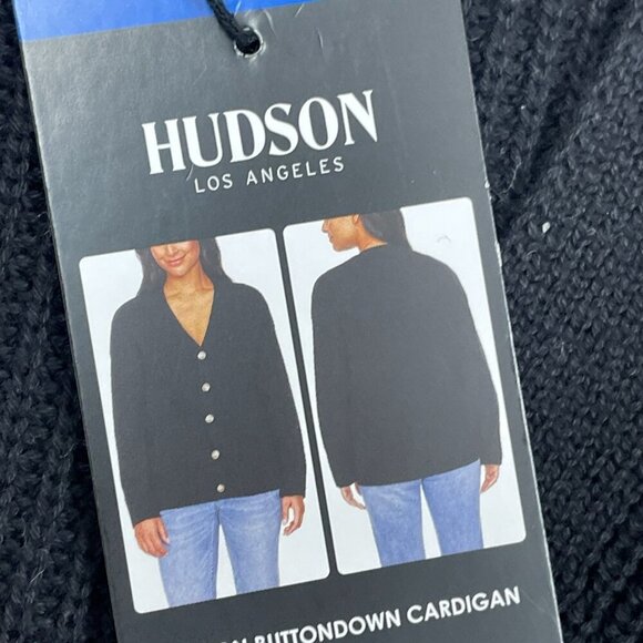 Hudson Los Angeles Cotton Buttondown Cardigan Black Size Large a1275 - Picture 2 of 9